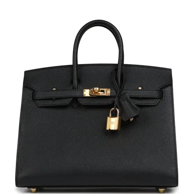 HERMÈS Hermes Birkin Sellier 25 Black Epsom Gold Hardware