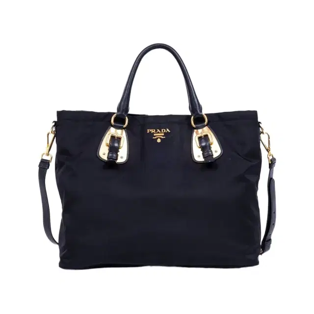 Prada Prada Black Nylon Canvas Leather Crossbody Tote Bag by The Solist