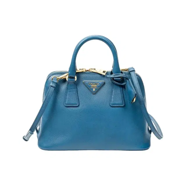 Prada Prada Blue Saffiano Leather Small Zip Promenade Bag by The Solist