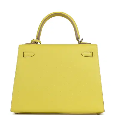 HERMÈS Hermes Kelly Sellier 25 Lime Epsom Palladium Hardware | Thumbnail 3