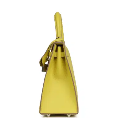 HERMÈS Hermes Kelly Sellier 25 Lime Epsom Palladium Hardware | Thumbnail 4