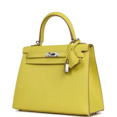 HERMÈS Hermes Kelly Sellier 25 Lime Epsom Palladium Hardware | Thumbnail 5