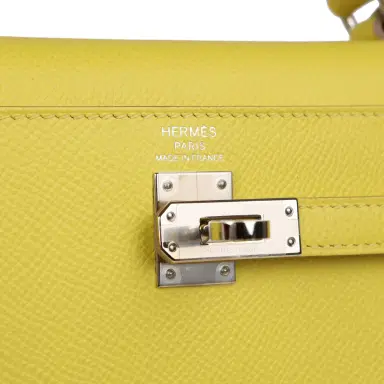 HERMÈS Hermes Kelly Sellier 25 Lime Epsom Palladium Hardware | Thumbnail 7