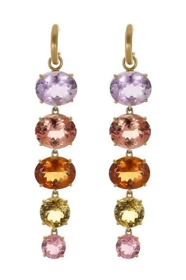 IRENE NEUWIRTH JEWELRY Rose Of France Tourmaline Gemmy Gem Huggie Earrings | Thumbnail 1 IRENE NEUWIRTH JEWELRY Rose Of France Tourmaline Gemmy Gem Huggie Earrings | Thumbnail 1