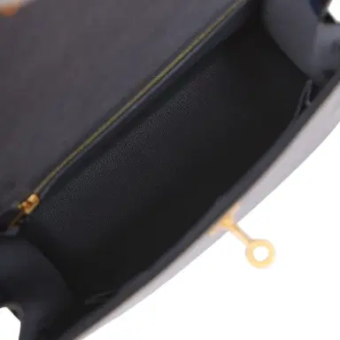 HERMÈS Hermes Special Order (HSS) Kelly Sellier 25 Gris Agate, Bleu Iris Ostrich Brushed Gold Hardware | Thumbnail 9 HERMÈS Hermes Special Order (HSS) Kelly Sellier 25 Gris Agate, Bleu Iris Ostrich Brushed Gold Hardware | Thumbnail 9
