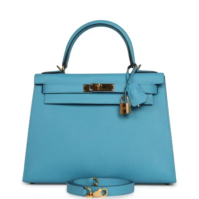 HERMÈS Pre-owned Hermes Kelly Sellier 28 Bleu Du Nord Epsom Gold Hardware
