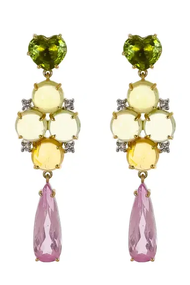 IRENE NEUWIRTH JEWELRY Tourmaline Kunzite Diamond Gemmy Gem Earrings | Thumbnail 1 IRENE NEUWIRTH JEWELRY Tourmaline Kunzite Diamond Gemmy Gem Earrings | Thumbnail 1