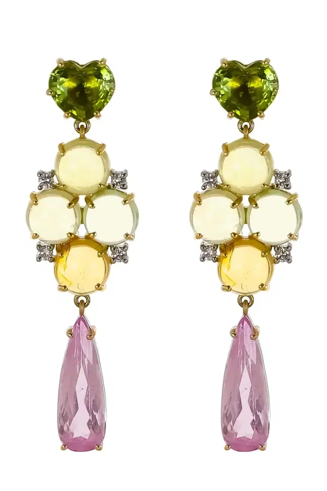 IRENE NEUWIRTH JEWELRY Tourmaline Kunzite Diamond Gemmy Gem Earrings