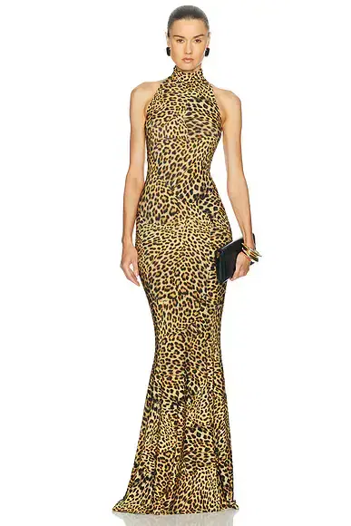 Norma Kamali Halter Turtle Fishtail Gown