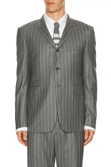 Thom Browne Fit 1 Wool Flannel Chalk Stripe Blazer