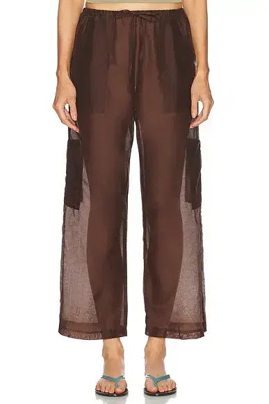 DONNI. The Silk Cotton Sheer Cargo Pant