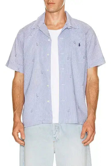 Polo Ralph Lauren Seersucker Sailboat Print Andy Camp Shirt