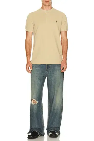 Polo Ralph Lauren Short Sleeve Garment Dyed Featherweight Mesh Henley T-Shirt | Thumbnail 3