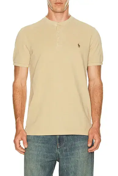 Polo Ralph Lauren Short Sleeve Garment Dyed Featherweight Mesh Henley T-Shirt
