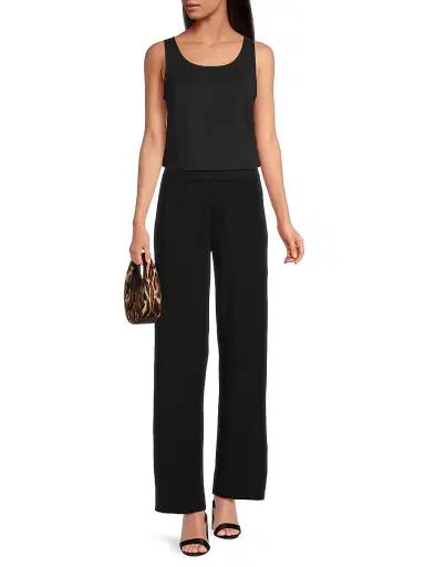 Misook Women's Crepe De Chine Scoopneck Tank - Black | Thumbnail 2