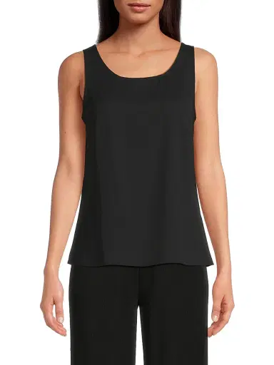 Misook Women's Crepe De Chine Scoopneck Tank - Black | Thumbnail 3