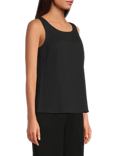 Misook Women's Crepe De Chine Scoopneck Tank - Black | Thumbnail 4