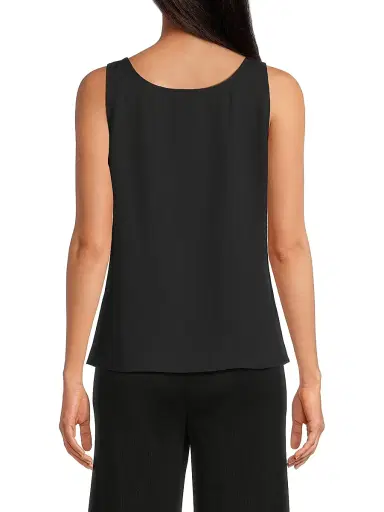 Misook Women's Crepe De Chine Scoopneck Tank - Black | Thumbnail 5