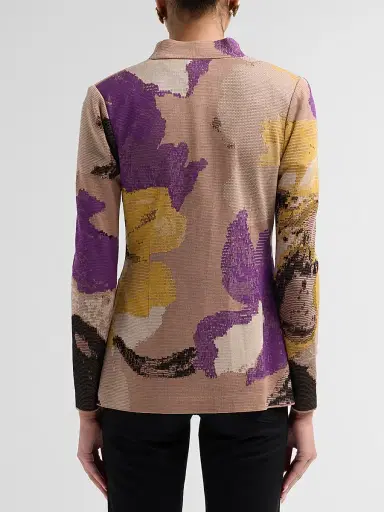 Misook Women's Floral Jacquard Knit Jacket - Charmeuse Fresh Purple | Thumbnail 3
