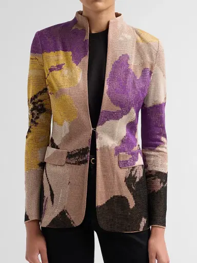 Misook Women's Floral Jacquard Knit Jacket - Charmeuse Fresh Purple | Thumbnail 5