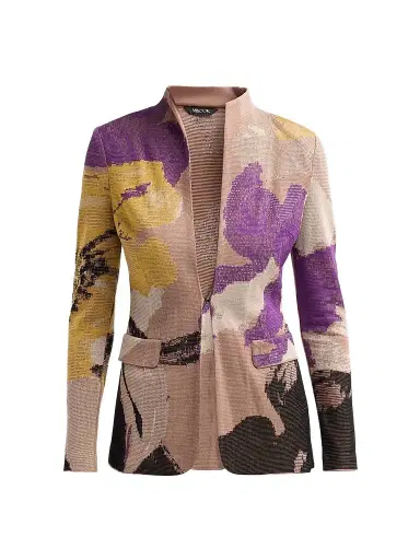 Misook Women's Floral Jacquard Knit Jacket - Charmeuse Fresh Purple | Thumbnail 1