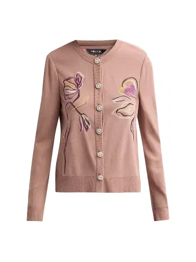Misook Women's Floral Embroidered Knit Cardigan - Charmeuse Fresh Purple | Thumbnail 1