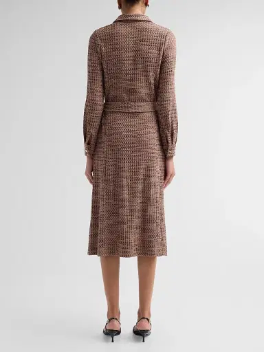 Misook Women's Tweed Knit Belted Midi Dress - Charmeuse Biscotti Black - Size XXL | Thumbnail 3