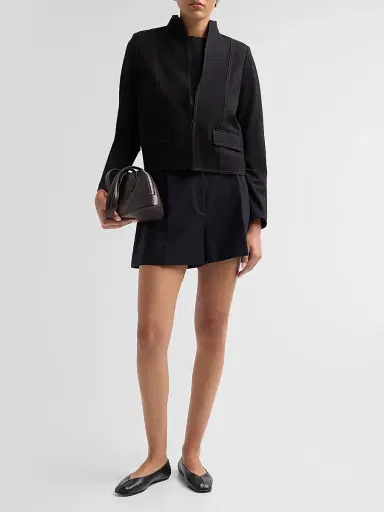 Misook Women's Ponte Contrast Stitch Jacket - Black Charmeuse | Thumbnail 2