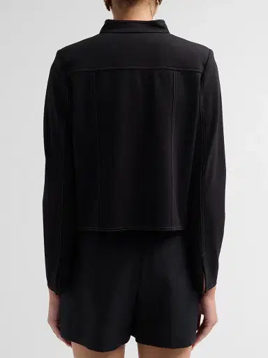 Misook Women's Ponte Contrast Stitch Jacket - Black Charmeuse | Thumbnail 3