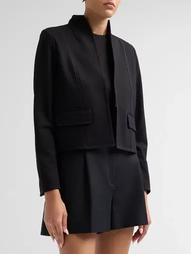 Misook Women's Ponte Contrast Stitch Jacket - Black Charmeuse | Thumbnail 4
