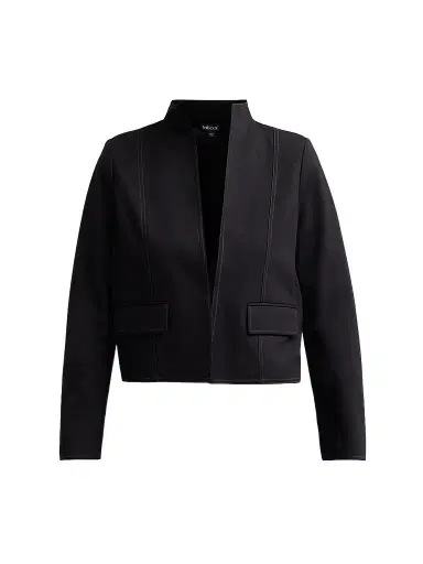 Misook Women's Ponte Contrast Stitch Jacket - Black Charmeuse | Thumbnail 1