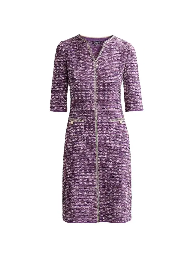 Misook Women's Metallic Tweed Knit Sheath Dress - Fresh Purple Biscotti