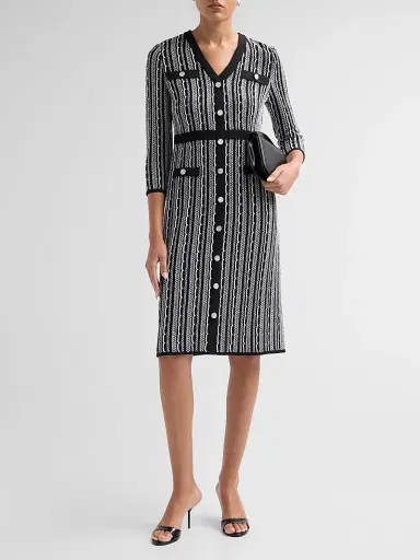 Misook Women's Vertical Stitch Knit Sheath Dress - Black New | Thumbnail 2