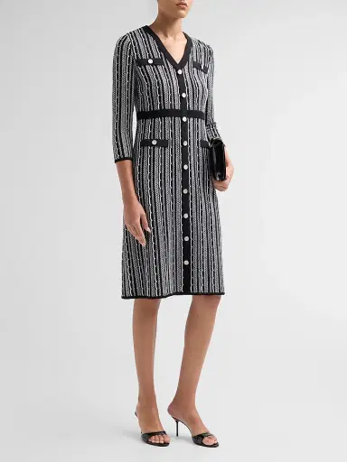 Misook Women's Vertical Stitch Knit Sheath Dress - Black New | Thumbnail 4