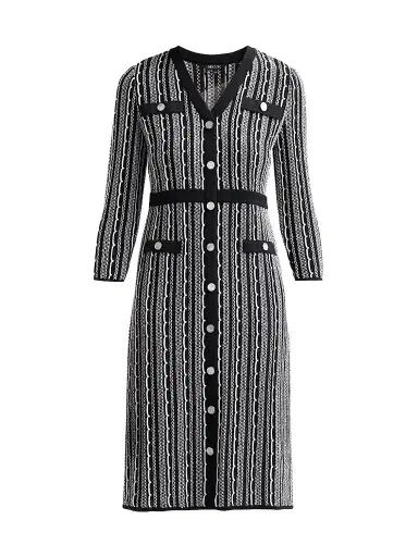Misook Women's Vertical Stitch Knit Sheath Dress - Black New | Thumbnail 1
