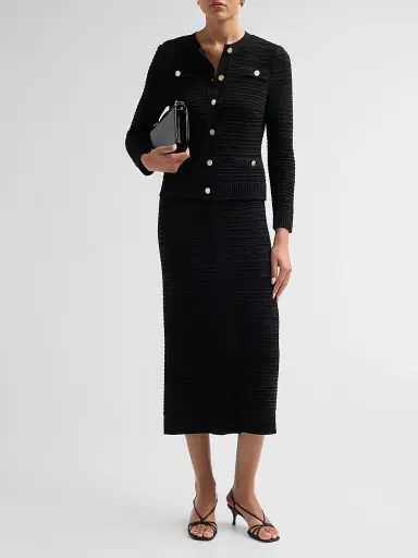 Misook Women's Ottoman Knit Midi Skirt - Black | Thumbnail 2 Misook Women's Ottoman Knit Midi Skirt - Black | Thumbnail 2