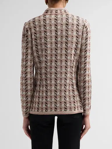 Misook Women's Houndstooth Tailored Tweed Knit Jacket - Charmeuse Biscotti Black | Thumbnail 3