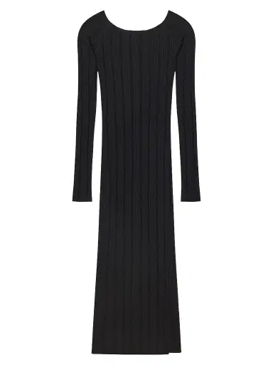 Helmut Lang Women's Ribbed Pointelle Midi Dress - Black - Size Large | Thumbnail 1