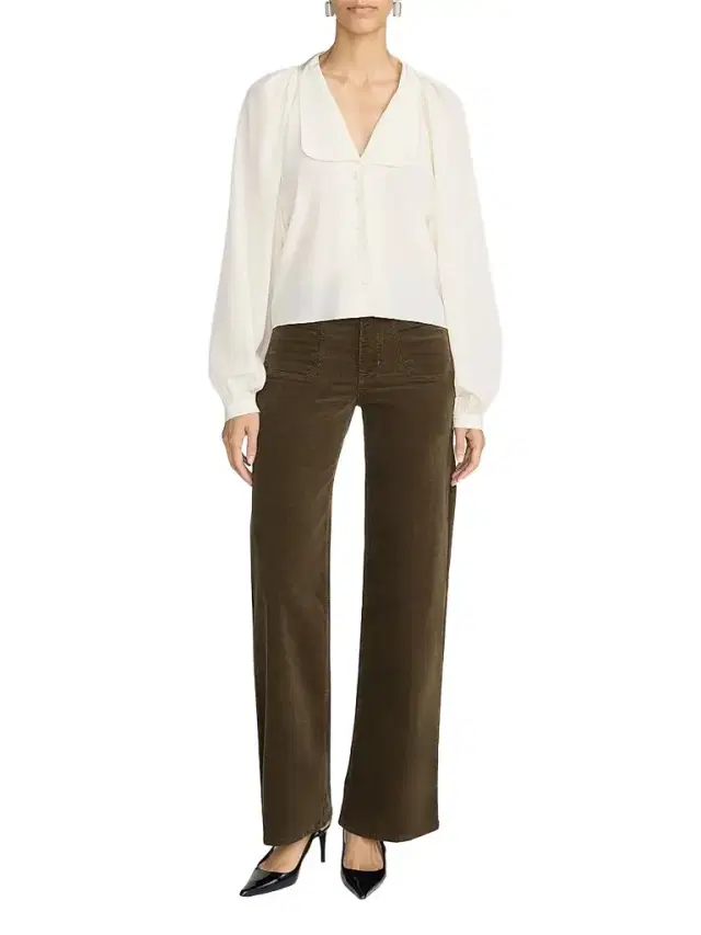 FRAME Women's Le Slim Palazzo Modernist Pocket Corduroy Pants - Rich Military