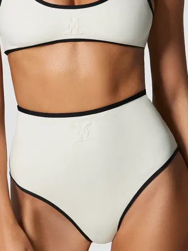 Kiki de Montparnasse Women's Contraste High-Waisted Bikini Bottom - Ecru Black | Thumbnail 4