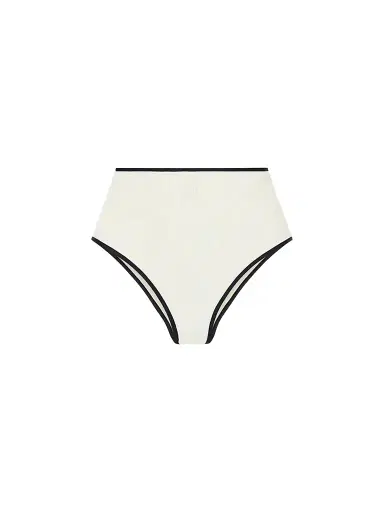 Kiki de Montparnasse Women's Contraste High-Waisted Bikini Bottom - Ecru Black | Thumbnail 1