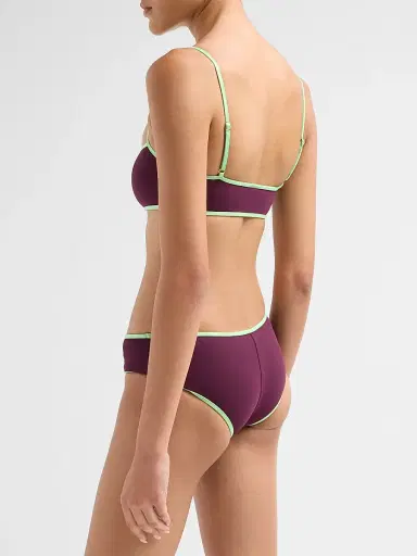 Kiki de Montparnasse Women's Contraste Straight Neck Bikini Top - Pelouse Plum | Thumbnail 3
