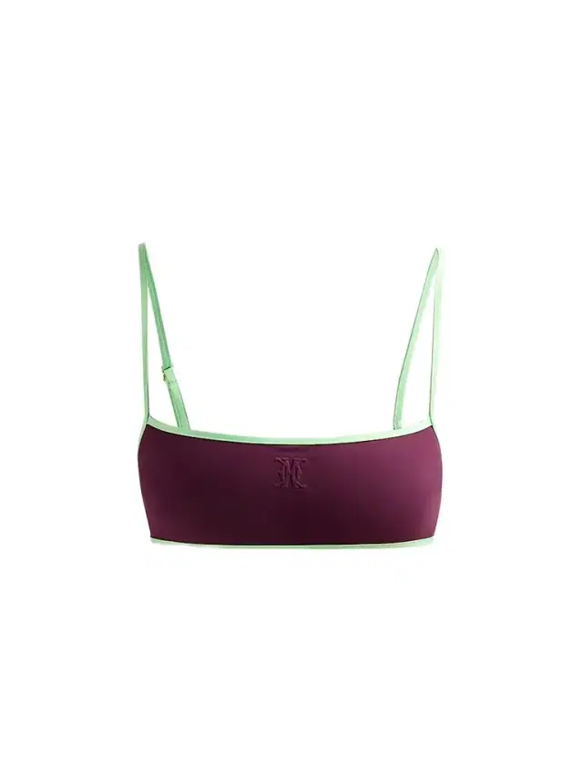 Kiki de Montparnasse Women's Contraste Straight Neck Bikini Top - Pelouse Plum