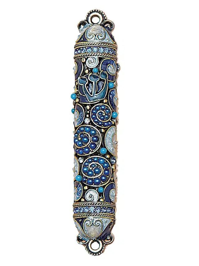 Tizo Jeweled Mezuzah - Blue