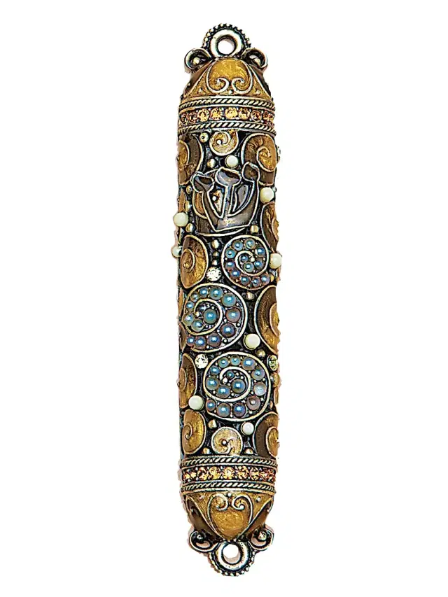 Tizo Jeweled Mezuzah - Topaz