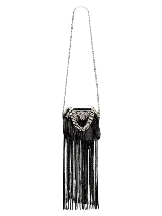 Stella McCartney Women's Falabella Sequined Fringe Bag - Black