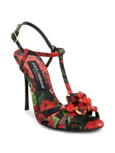Dolce & Gabbana Women's 105MM Crystal-Embellished Rose Slingback Sandals - Rose Nero | Thumbnail 2