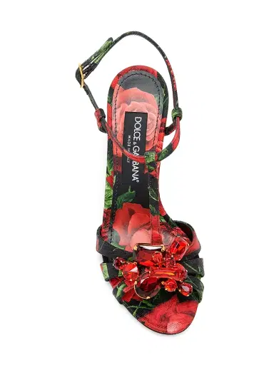 Dolce & Gabbana Women's 105MM Crystal-Embellished Rose Slingback Sandals - Rose Nero | Thumbnail 4