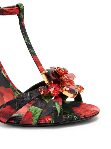 Dolce & Gabbana Women's 105MM Crystal-Embellished Rose Slingback Sandals - Rose Nero | Thumbnail 5