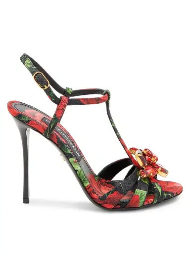 Dolce & Gabbana Women's 105MM Crystal-Embellished Rose Slingback Sandals - Rose Nero | Thumbnail 1